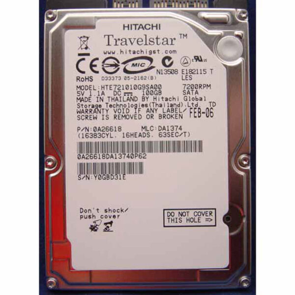 2.5" 100 GB Kiintolevy 5400 rpm Sata